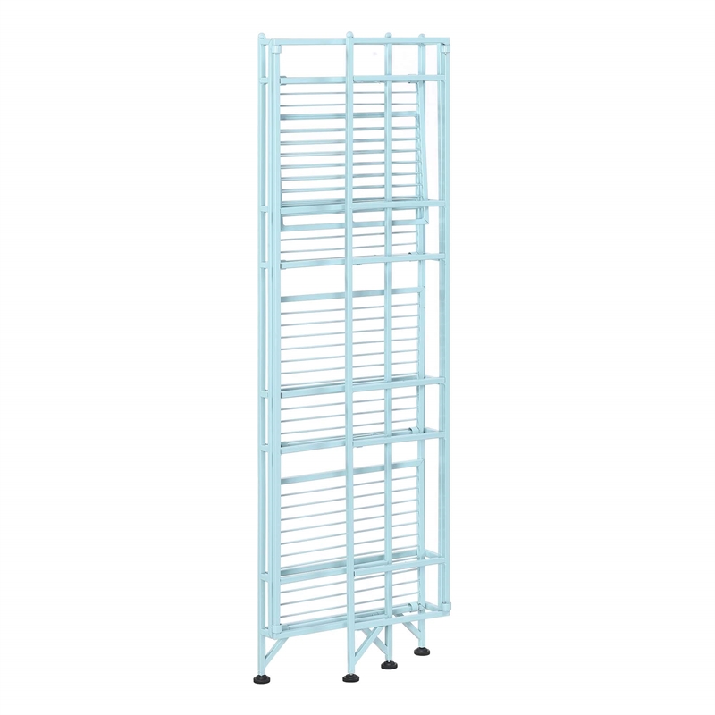 Pemberly Row Xtra Storage Four-Tier Folding Shelf with Green Metal Frame