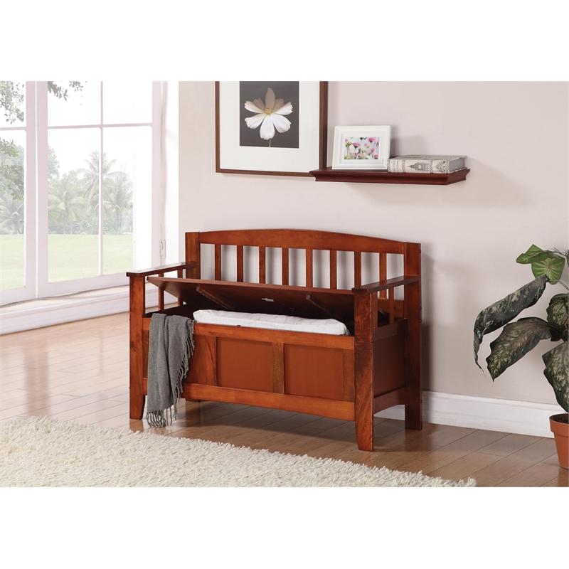 Pemberly Row Entry Way Bench in Engineered Wood with Walnut Brown finish