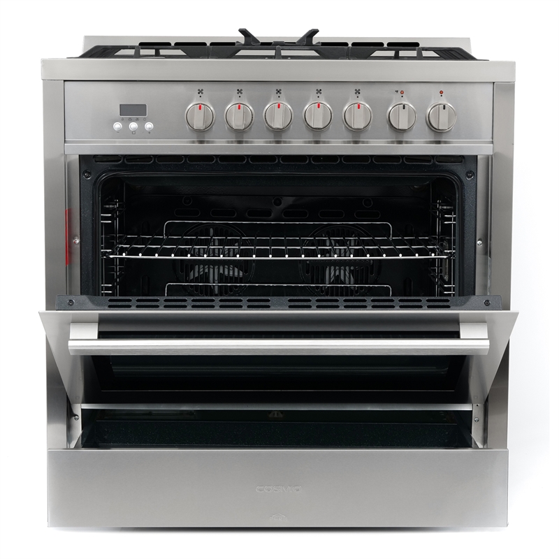 Pemberly Row 36 in. Stainless Steel Dual Fuel Range with Convection Oven