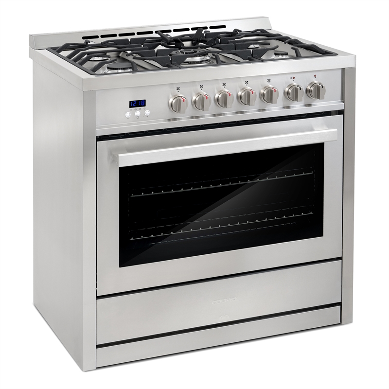 Pemberly Row 36 in. Stainless Steel Dual Fuel Range with Convection Oven
