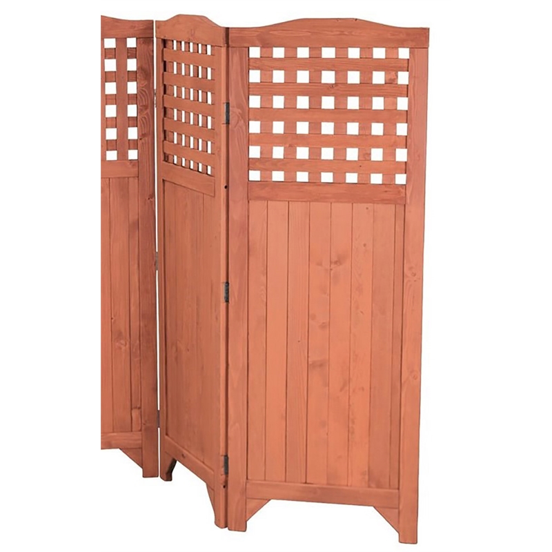 Pemberly Row Wood Folding Patio and Garden Privacy Screen in Medium Brown