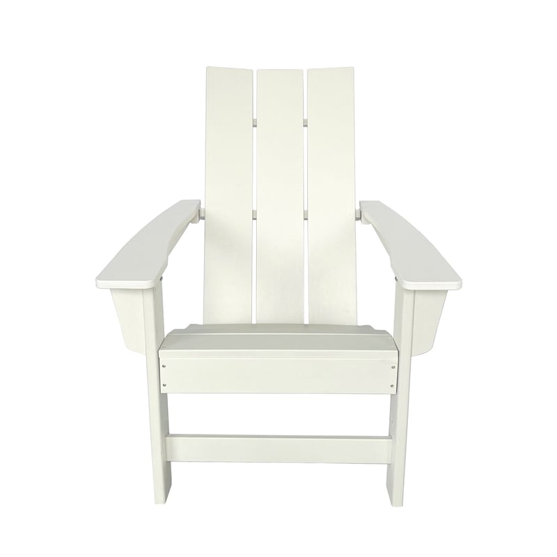 Pemberly Row Modern Resin All-Weather Patio Porch Adirondack Chair in White