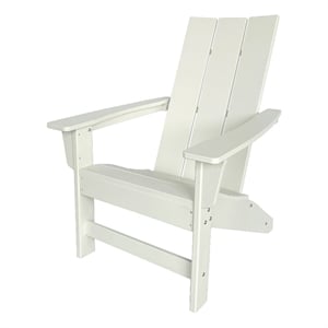 Pemberly Row Modern Resin All-Weather Patio Porch Adirondack Chair in White