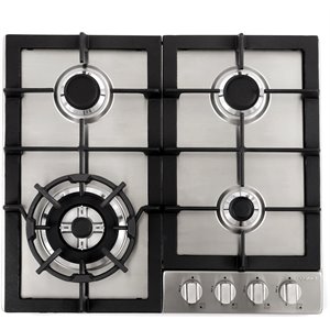 Pemberly Row 24 in. Stainless Steel Drop-In Gas Cooktop in Silver with 4 Burners