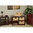 Pemberly Row Two-Tier Storage Unit With Espresso Wood Finish and Natural Baskets