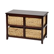 Pemberly Row Two-Tier Storage Unit With Espresso Wood Finish and Natural Baskets