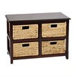 Pemberly Row Two-Tier Storage Unit With Espresso Wood Finish and Natural Baskets