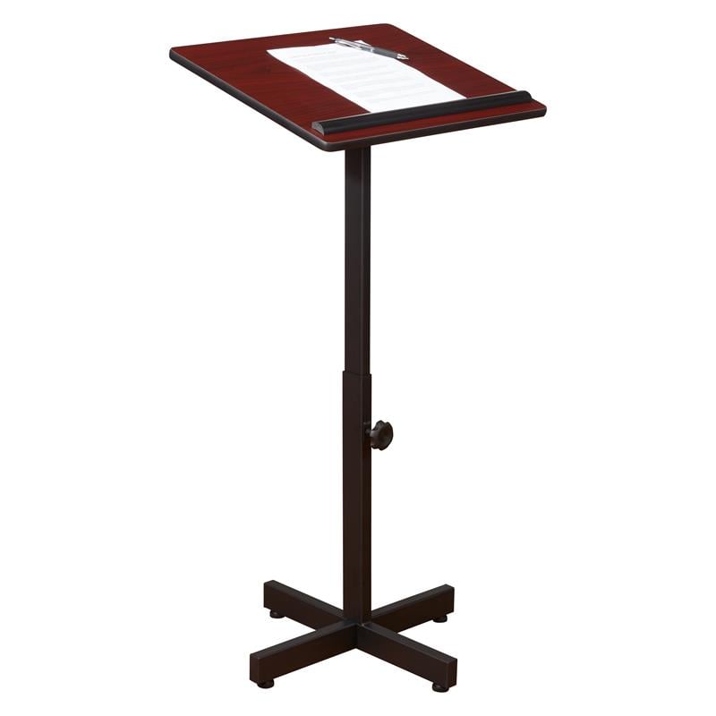 Pemberly Row Portable Presentation Metal Lectern Stand in Mahogany
