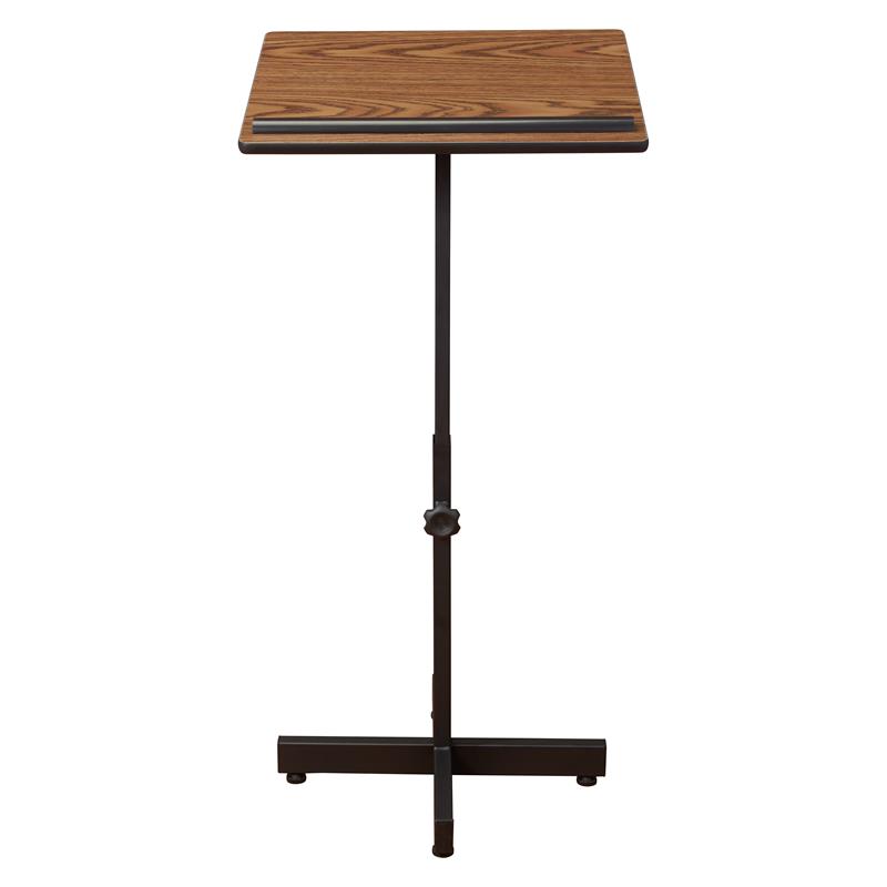 Pemberly Row Portable Presentation Metal Lectern Stand in Medium Oak