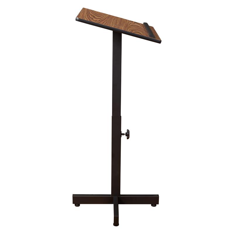 Pemberly Row Portable Presentation Metal Lectern Stand in Medium Oak