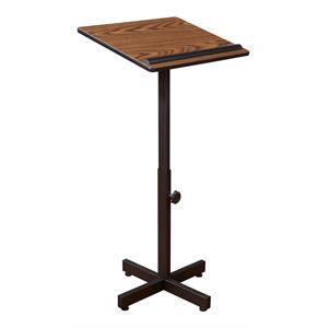 Pemberly Row Portable Presentation Metal Lectern Stand in Medium Oak