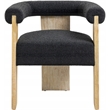 Pemberly Row Black Boucle Fabric Dining Chair in Solid Wood Natural Finish