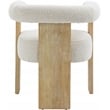 Pemberly Row Cream Boucle Fabric Dining Chair in Solid Wood Natural Finish
