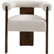Pemberly Row Cream Boucle Fabric Dining Chair in Solid Wood Walnut Finish