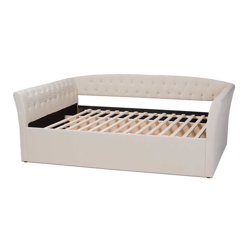 Pemberly Row Contemporary Queen Size Beige Upholstered Daybed