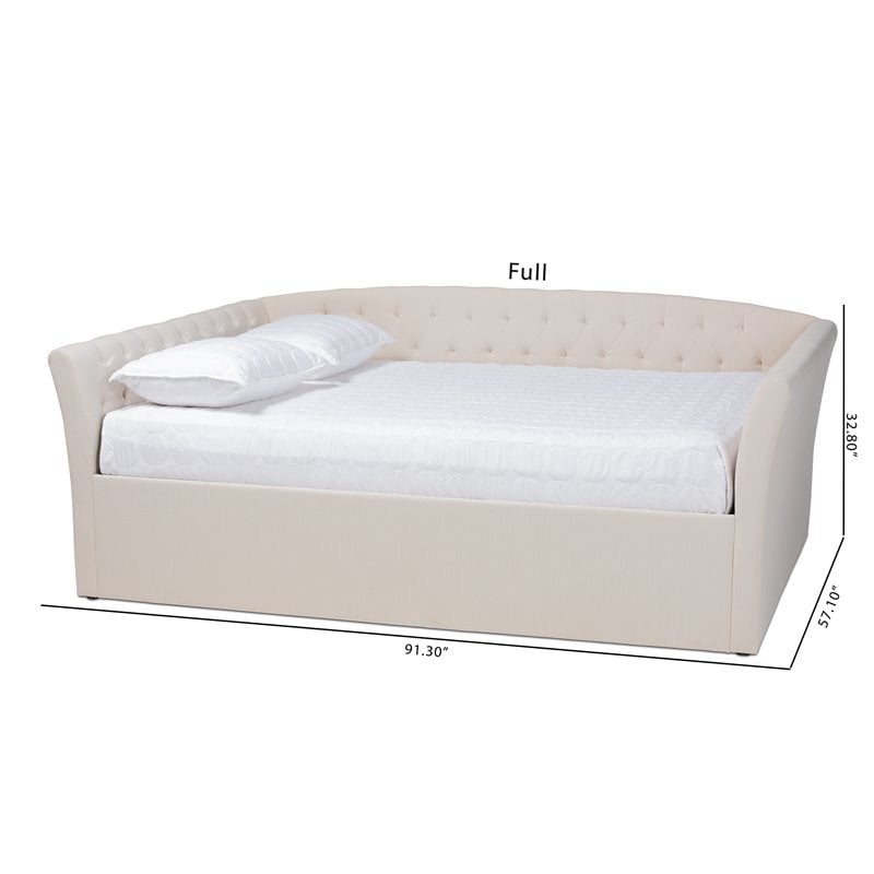 Pemberly Row Contemporary Queen Size Beige Upholstered Daybed