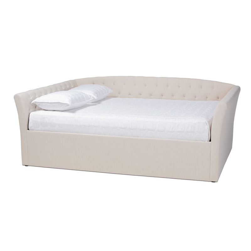 Pemberly Row Contemporary Queen Size Beige Upholstered Daybed