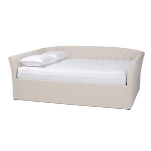 Pemberly Row Contemporary Queen Size Beige Upholstered Daybed