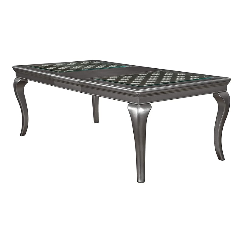 Pemberly Row Contemporary Wood Extendable Dining Table in Gray