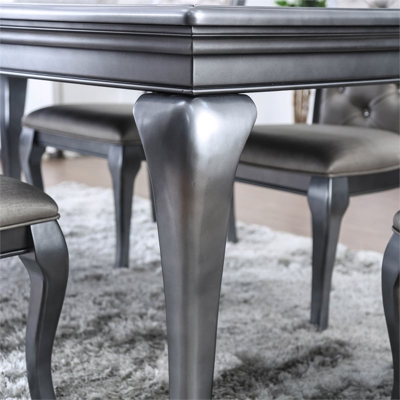 Pemberly Row Contemporary Wood Extendable Dining Table in Gray