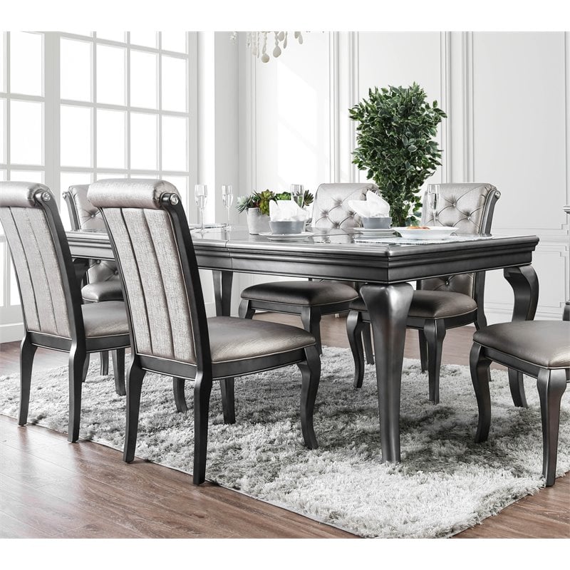 Pemberly Row Contemporary Wood Extendable Dining Table in Gray