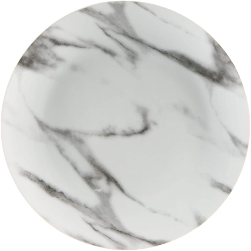 Pemberly Row Modern Porcelain Dinner Set 16 Piece Coupe Marble