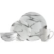 Pemberly Row Modern Porcelain Dinner Set 16 Piece Coupe Marble