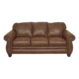 Pemberly Row Contemporary 88&quot Microfiber Sleeper Sofa in Brown