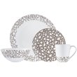 Pemberly Row Modern Porcelain Dinner Set 16 Piece Terrazzo Beige
