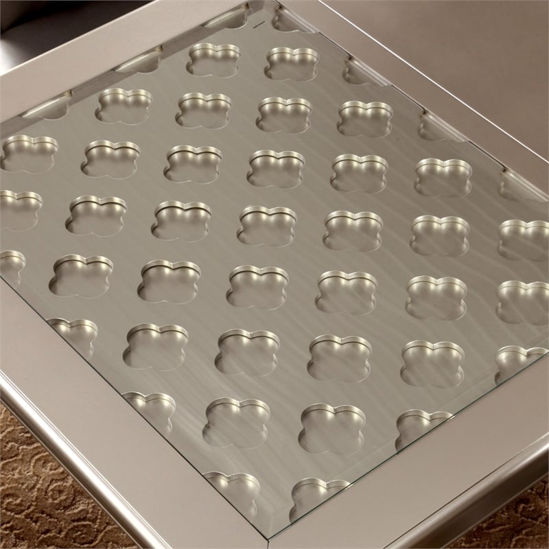 Pemberly Row Modern Wood Extendable Dining Table in Gold Champagne