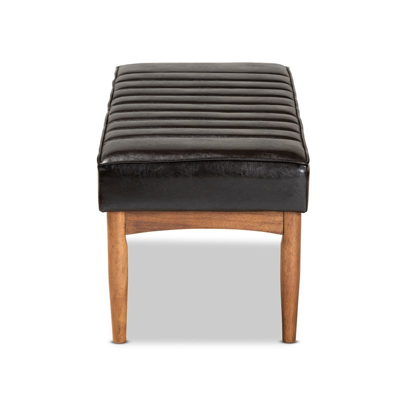 Pemberly Row Dark Brown and Brown Finished Wood Dining Bench