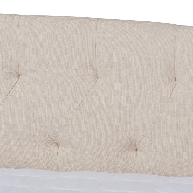 Pemberly Row Queen Size Beige Upholstered Daybed with Trundle