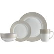 Pemberly Row Porcelain Dinner Set 16 Piece Round Rim Taupe Band