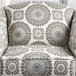 Pemberly Row Transitional Fabric Floral Accent Chair in Blue Gray