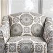 Pemberly Row Transitional Fabric Floral Accent Chair in Blue Gray