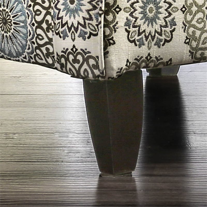 Pemberly Row Transitional Fabric Floral Accent Chair in Blue Gray