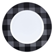 Pemberly Row Porcelain Dinner Set 16 Piece Buffalo Plaid Grey/Black