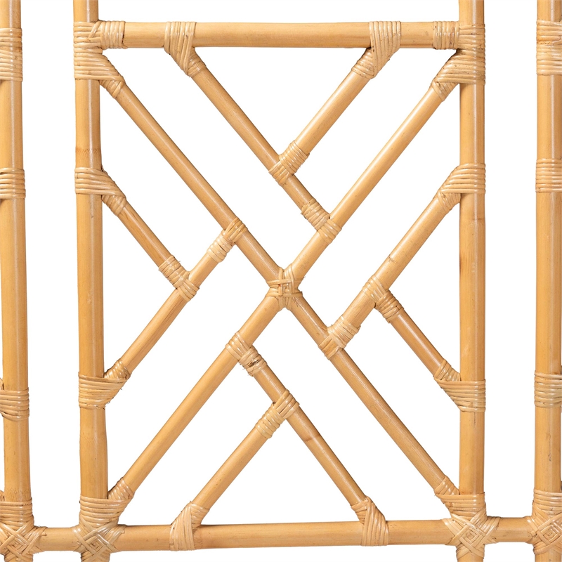 Pemberly Row Bohemian Natural Rattan King Size Standalone Headboard