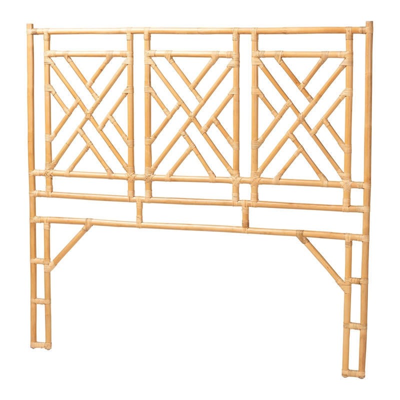 Pemberly Row Bohemian Natural Rattan King Size Standalone Headboard