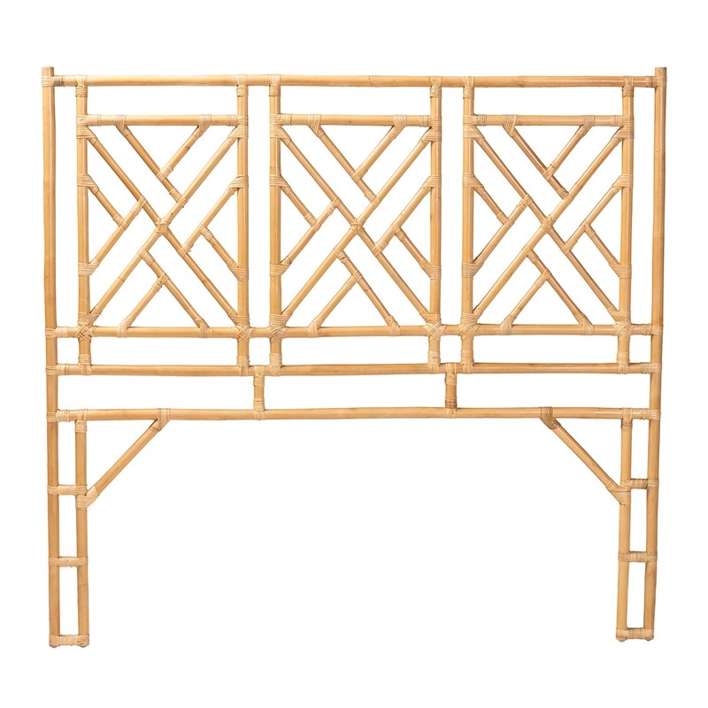 Pemberly Row Bohemian Natural Rattan Queen Size Standalone Headboard