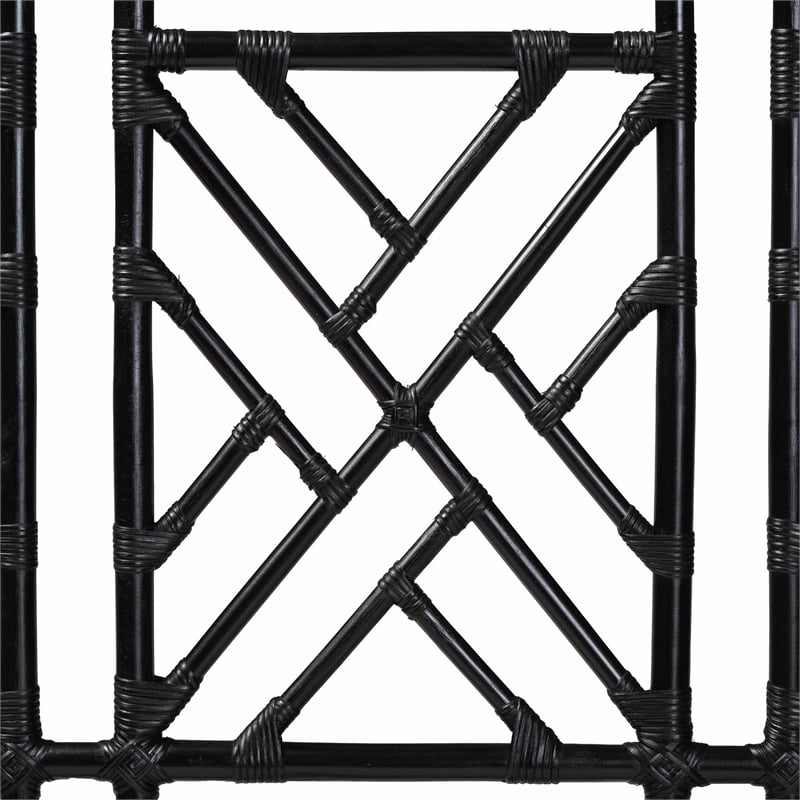 Pemberly Row Bohemian Black Natural Rattan King Size Standalone Headboard