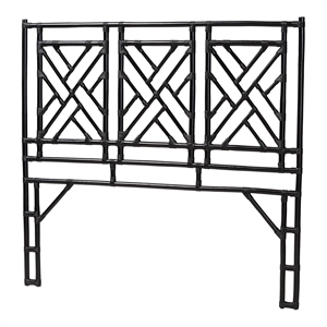 Pemberly Row Bohemian Black Natural Rattan King Size Standalone Headboard