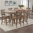 Pemberly Row Light Brown Distressed Wood Counter Height 7-Piece Dining Set