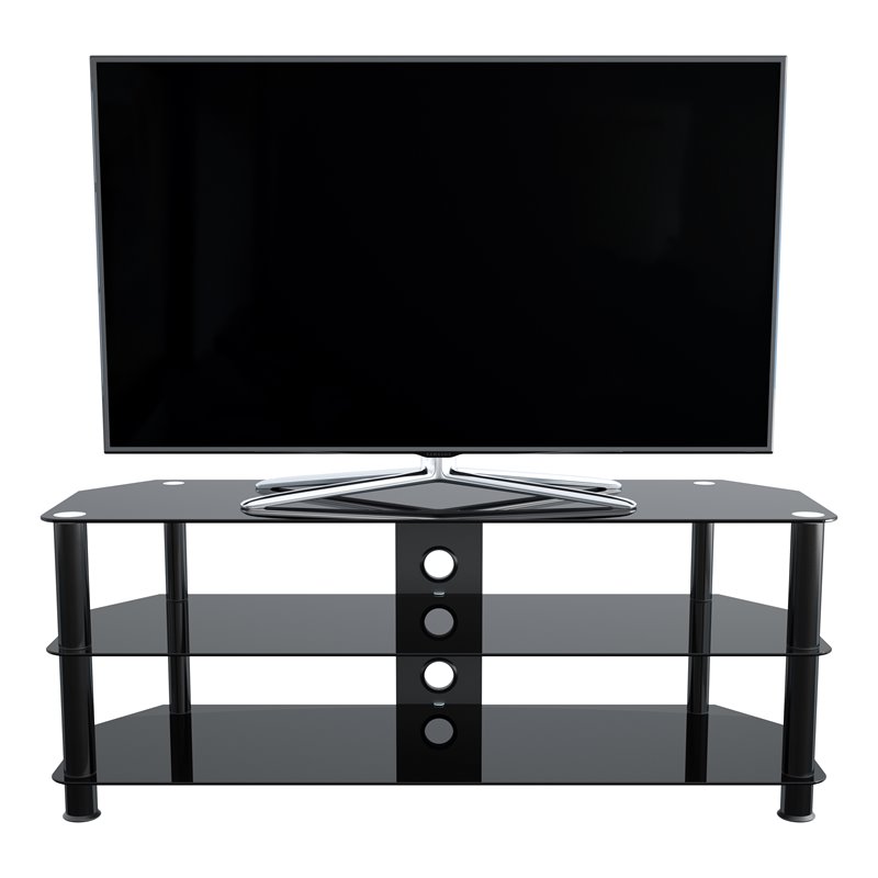 Pemberly Row Transitional Steel and Glass TV Stand for 39