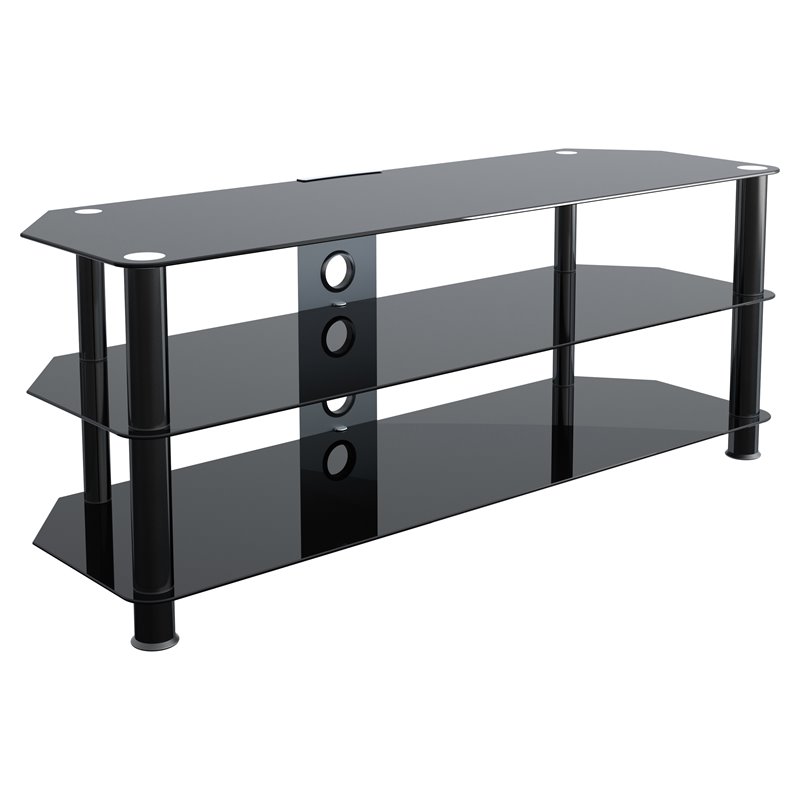 Pemberly Row Transitional Steel and Glass TV Stand for 39