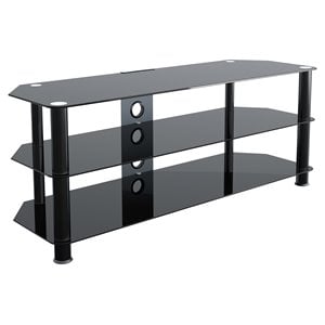 Pemberly Row Transitional Steel and Glass TV Stand for 39&quot to 60&quot TVs in Black