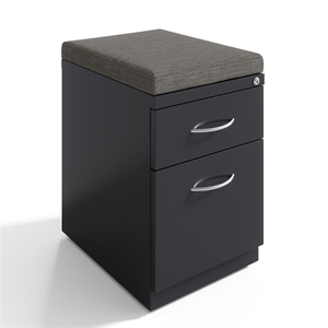 Pemberly Row 20&quotD Mobile Pedestal 2-Drawer Filing Cabinet Box/File in Charcoal