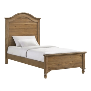 Pemberly Row Farmhouse Wood Complete Twin Bed in Sand Dune Brown