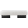 Pemberly Row Contemporary Rich Cream Boucle Fabric Bench in Black