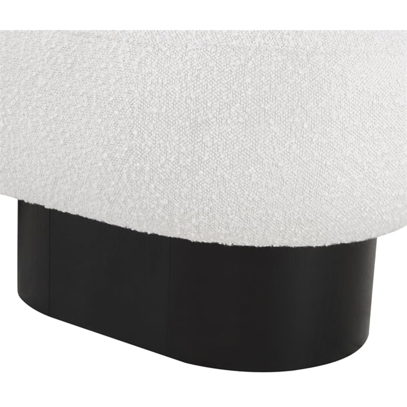 Pemberly Row Contemporary Rich Cream Boucle Fabric Bench in Black